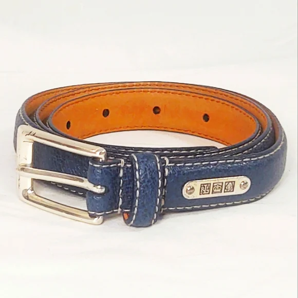Ralph Lauren Teal Blue Leather Belt with Silver Buckle- Size 30 Ralph Lauren Concho Brown Leather Turquoise | Mercari main image 4